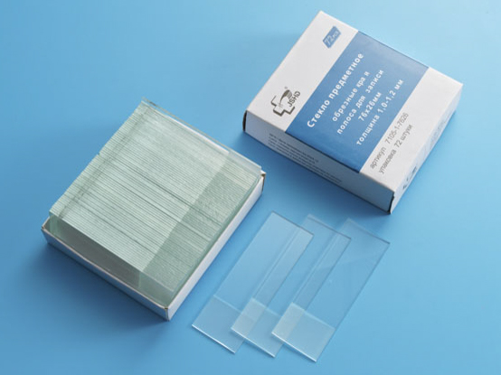 Стекло предметное 76*26*1 мм, обрезные края, поле для записи одностороннее