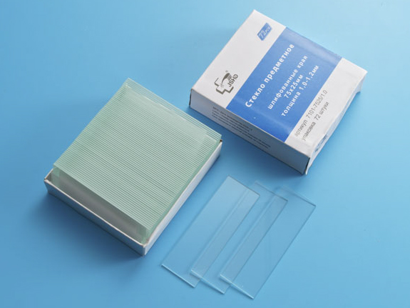 Стекло предметное 75*25*1,0 мм, шлифованные края, без поля для записи